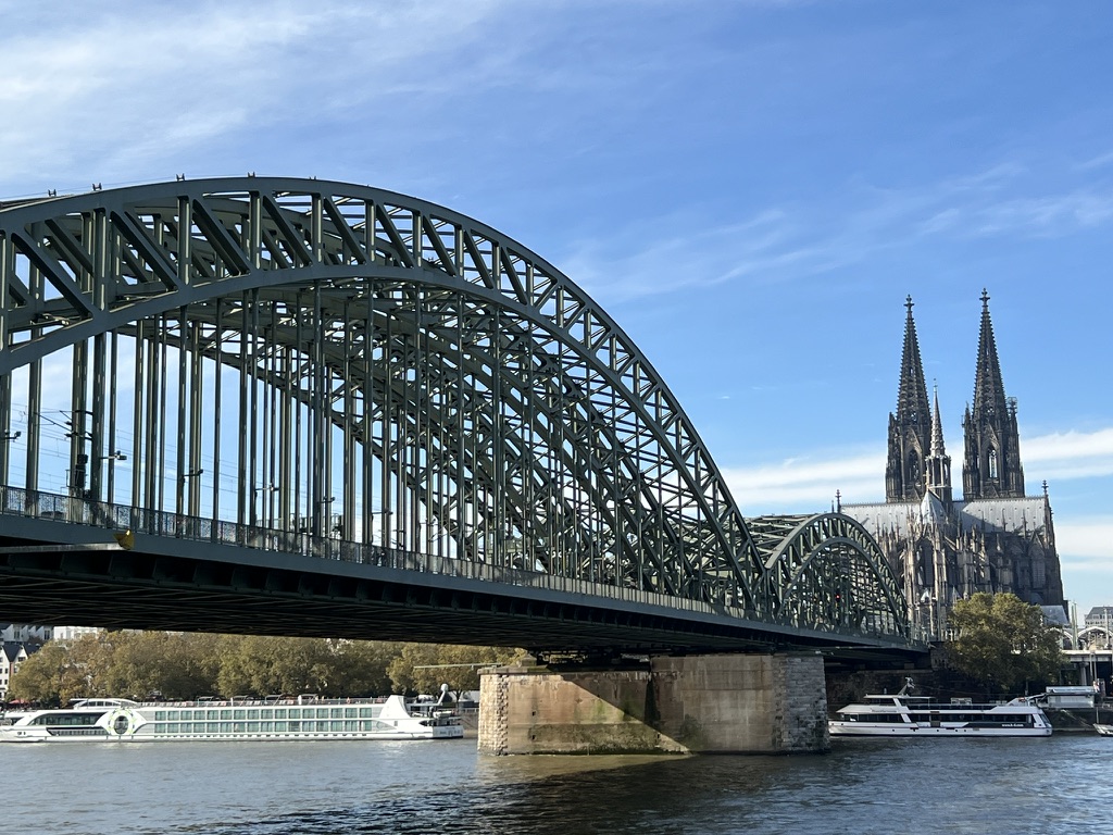 Cologne Cathedral and the Hohenzollern Bridge viewed from the Rhine