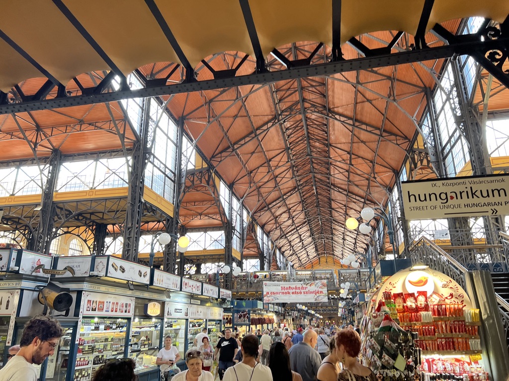 Inside Budapest’s Central Market Hall.