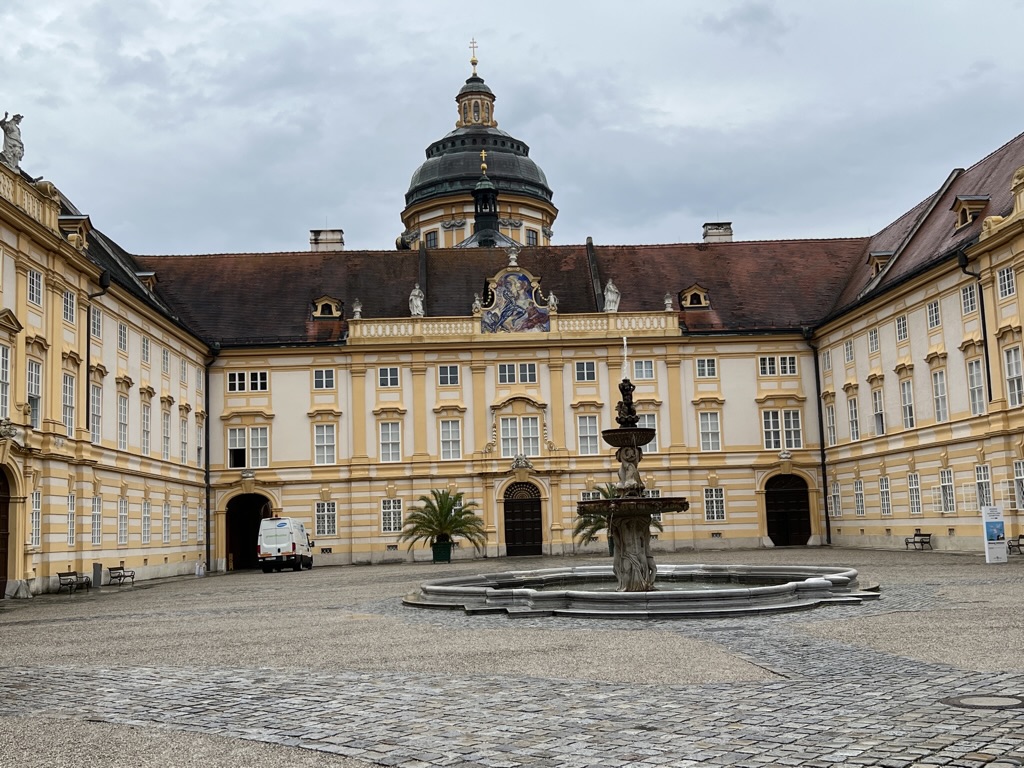 The courtyard at Melk Abbey.