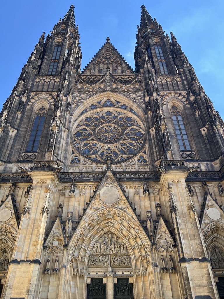 The cathedral facade within the Prague Castle complex.