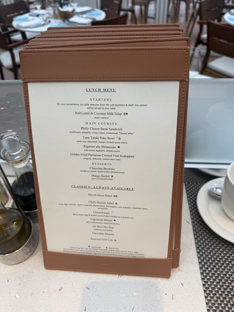 Photograph of a Viking Odin lunch menu from our December 2025 sailing