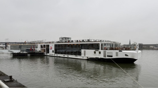 Viking Odin moored beside another river ship during our December trip